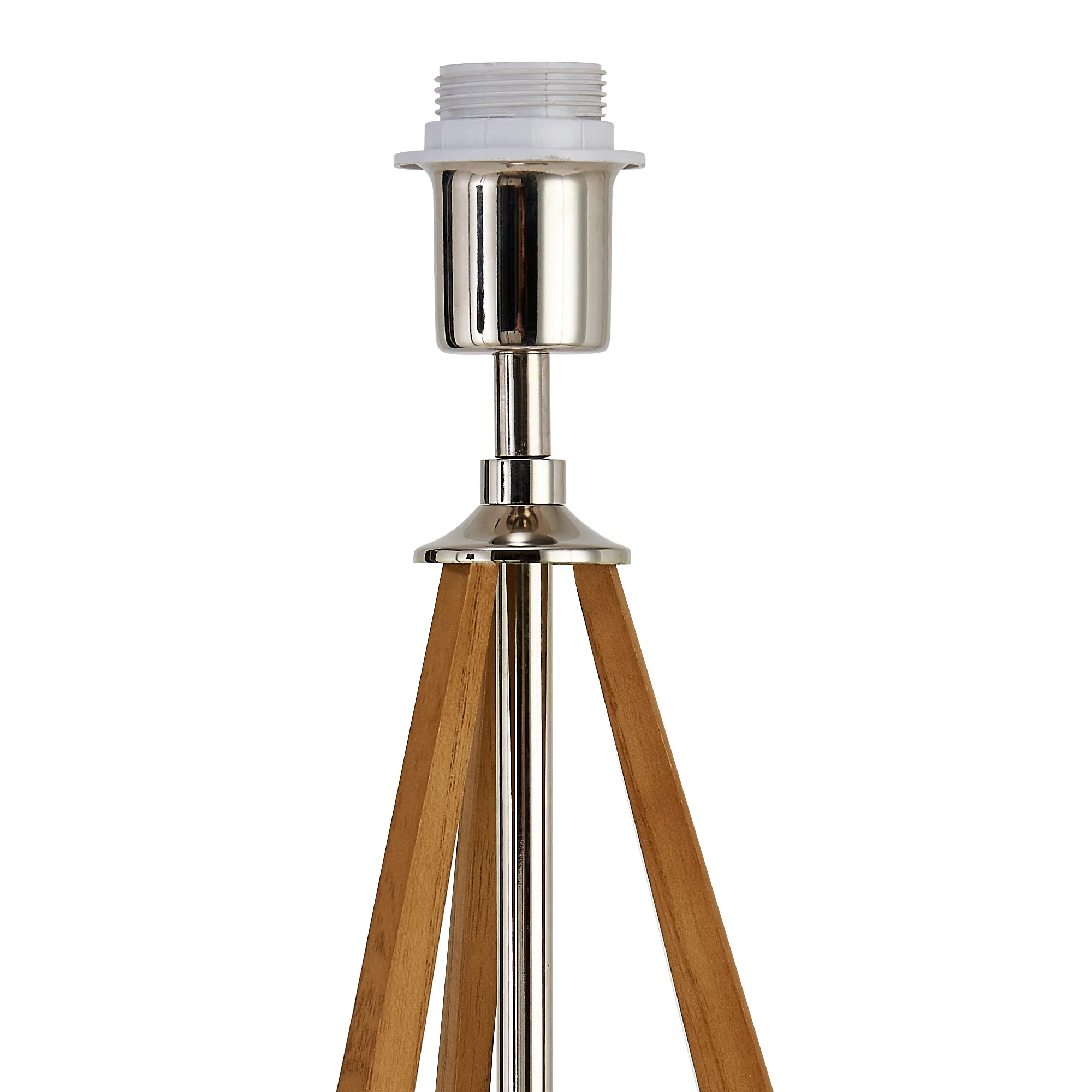 IL32928  Hilton Table Lamp 1 Light E27 Polished Nickel/Taupe Wood